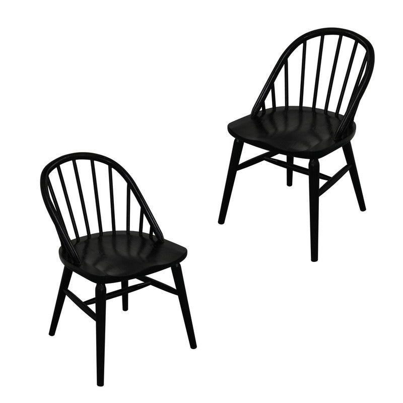 Vera Solid Oak Dining Chair - Set of 2 (Black) - Cosy Abode