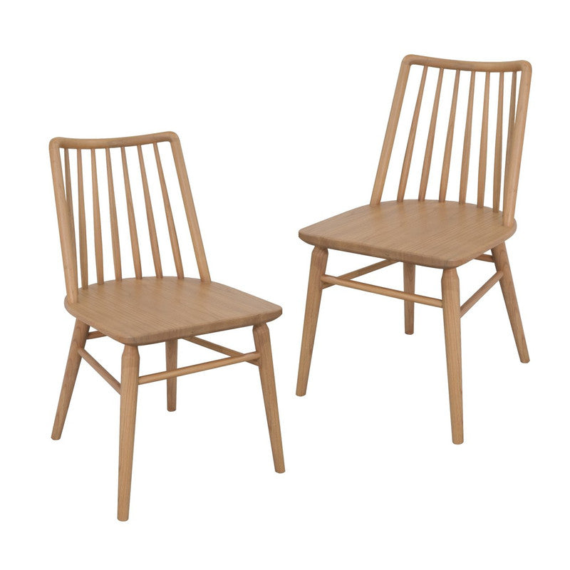 Riviera Solid Oak Dining Chair - Set of 2 (Natural) - Cosy Abode
