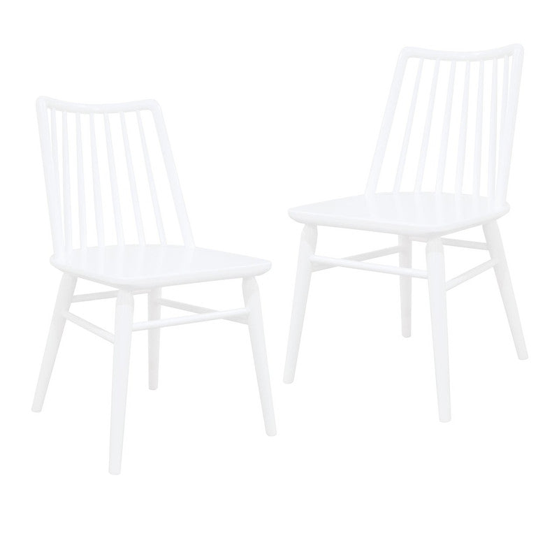 Riviera Solid Oak Dining Chair - Set of 2 (White) - Cosy Abode
