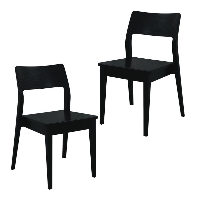Providence Solid Oak Dining Chair - Set of 2 (Black) - Cosy Abode