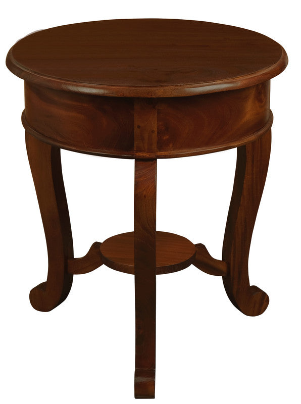 Round Cabriole Leg 1 Drawer Lamp Table (Mahogany) - Cosy Abode