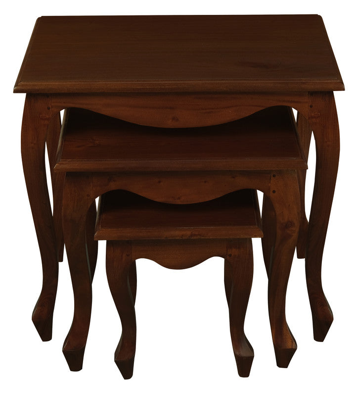 Queen Ann Nest of Table Set of 3 (Mahogany) - Cosy Abode