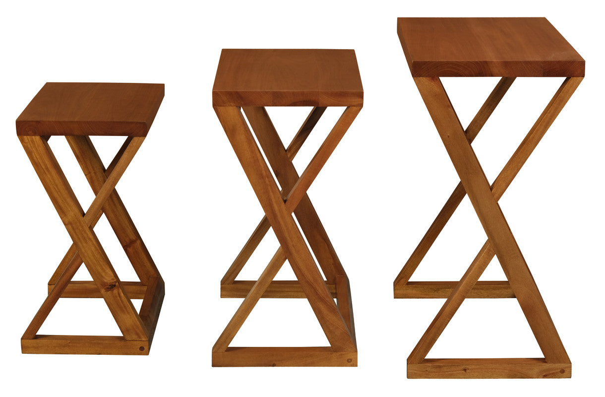 Manhattan Nest of Tables - Set of 3 (Light Pecan) - Cosy Abode