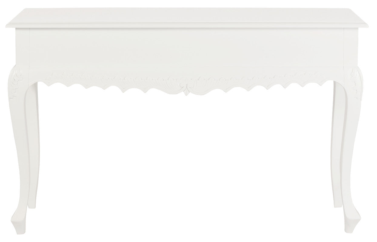 Seine 2 Drawer Carved Sofa Table (White) - Cosy Abode