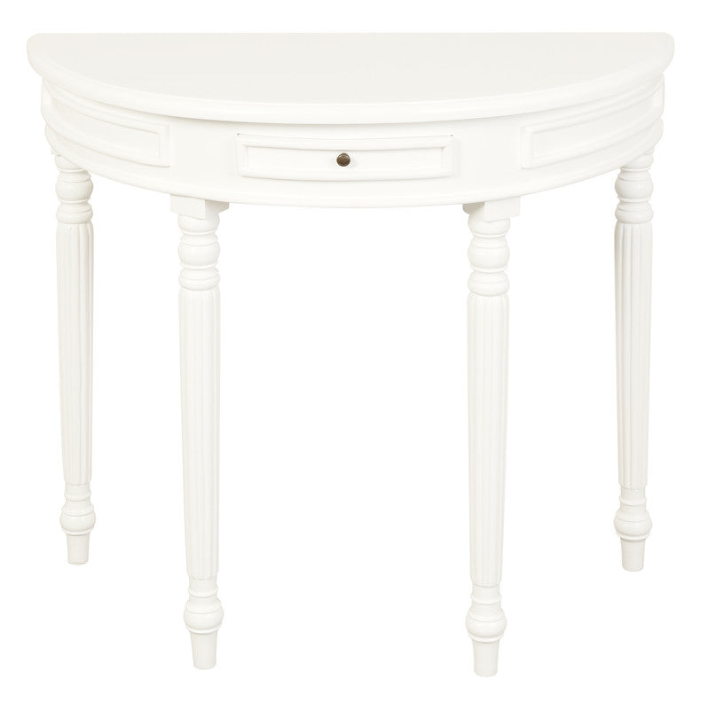 Turn Leg Half Round Sofa Table (White) - Cosy Abode