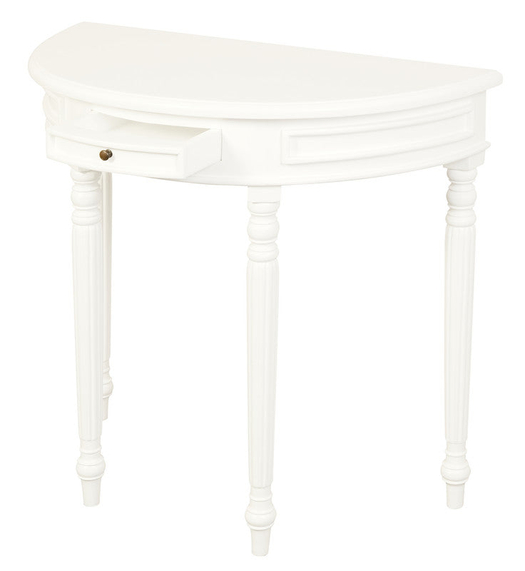Turn Leg Half Round Sofa Table (White) - Cosy Abode