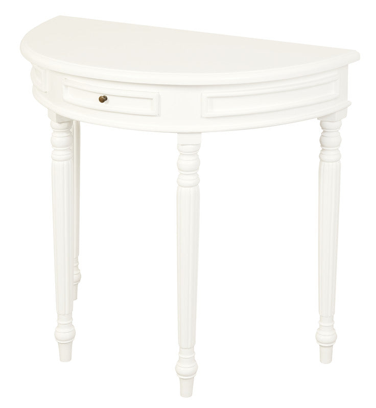 Turn Leg Half Round Sofa Table (White) - Cosy Abode