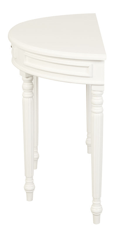 Turn Leg Half Round Sofa Table (White) - Cosy Abode