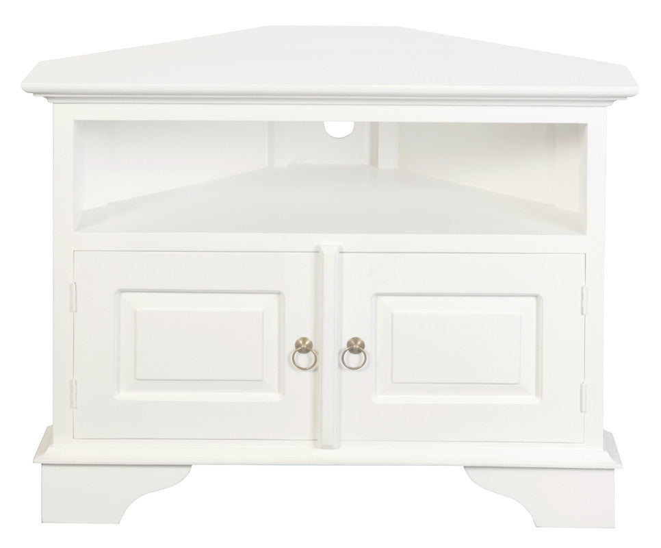 Tasmania 2 Door Corner TV Stand (White) - Cosy Abode