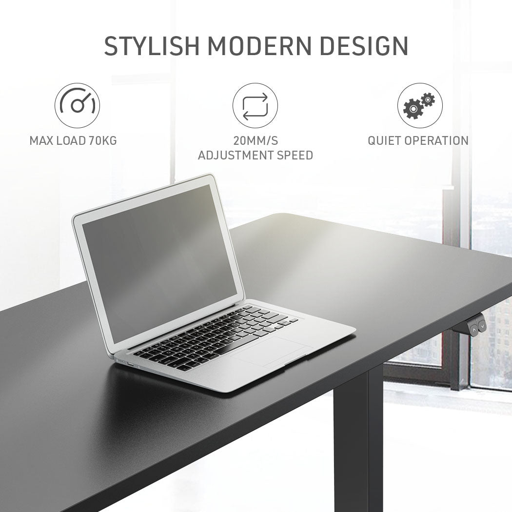 FORTIA Sit Stand Standing Desk, 120x60cm, 72-118cm Height Adjustable, 70kg Load, Black/Black Frame - Cosy Abode