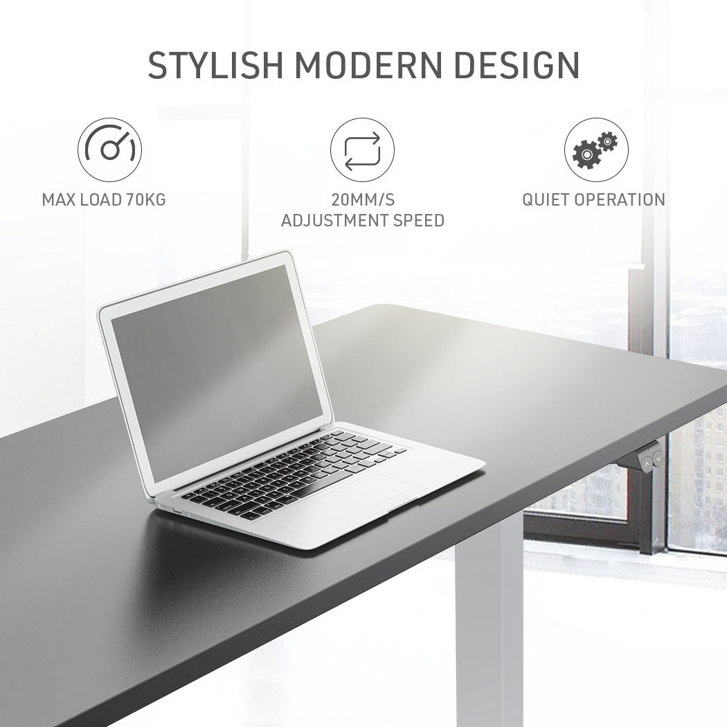 FORTIA Sit Stand Standing Desk, 120x60cm, 72-118cm Height Adjustable, 70kg Load, Black/Silver Frame - Cosy Abode