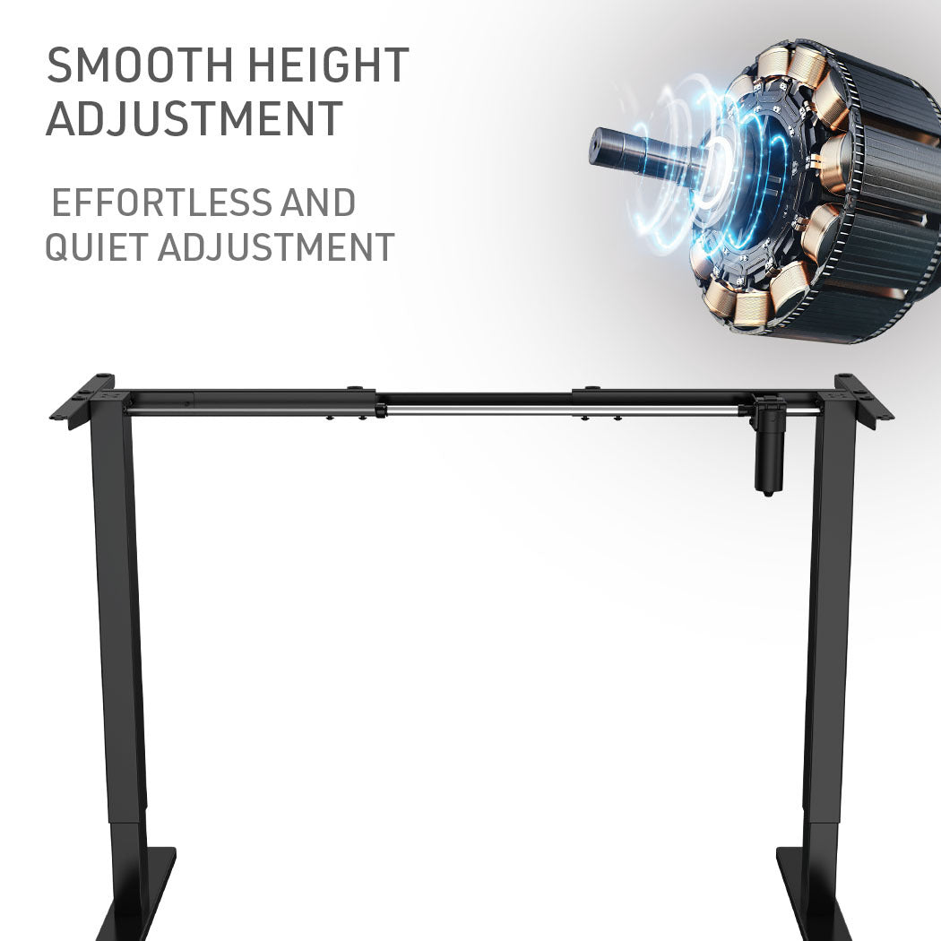 Fortia Sit To Stand Up Standing Desk, 120x60cm, 72-118cm Electric Height Adjustable, 70kg Rated, Walnut Style/Black Frame - Cosy Abode