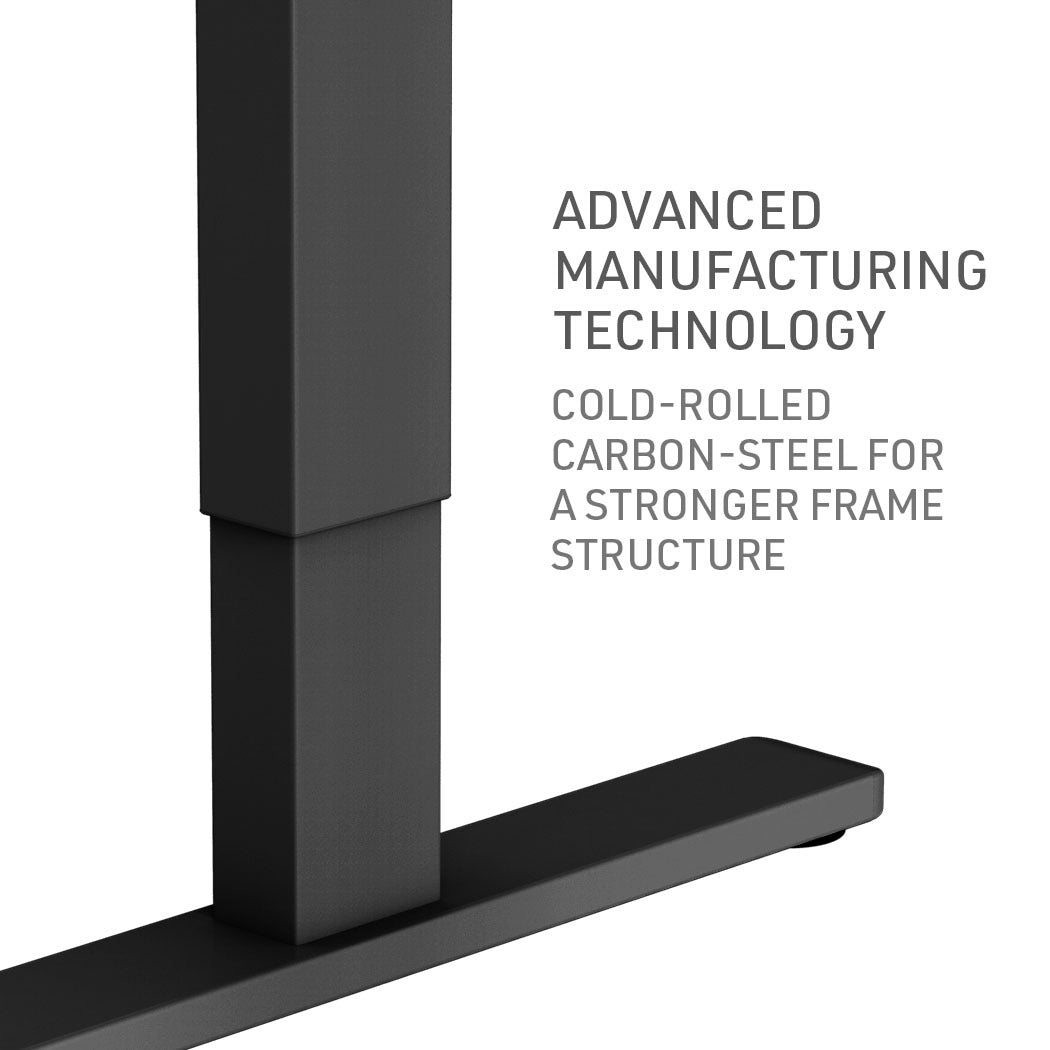 Fortia Sit To Stand Up Standing Desk, 120x60cm, 72-118cm Electric Height Adjustable, 70kg Rated, Walnut Style/Black Frame - Cosy Abode