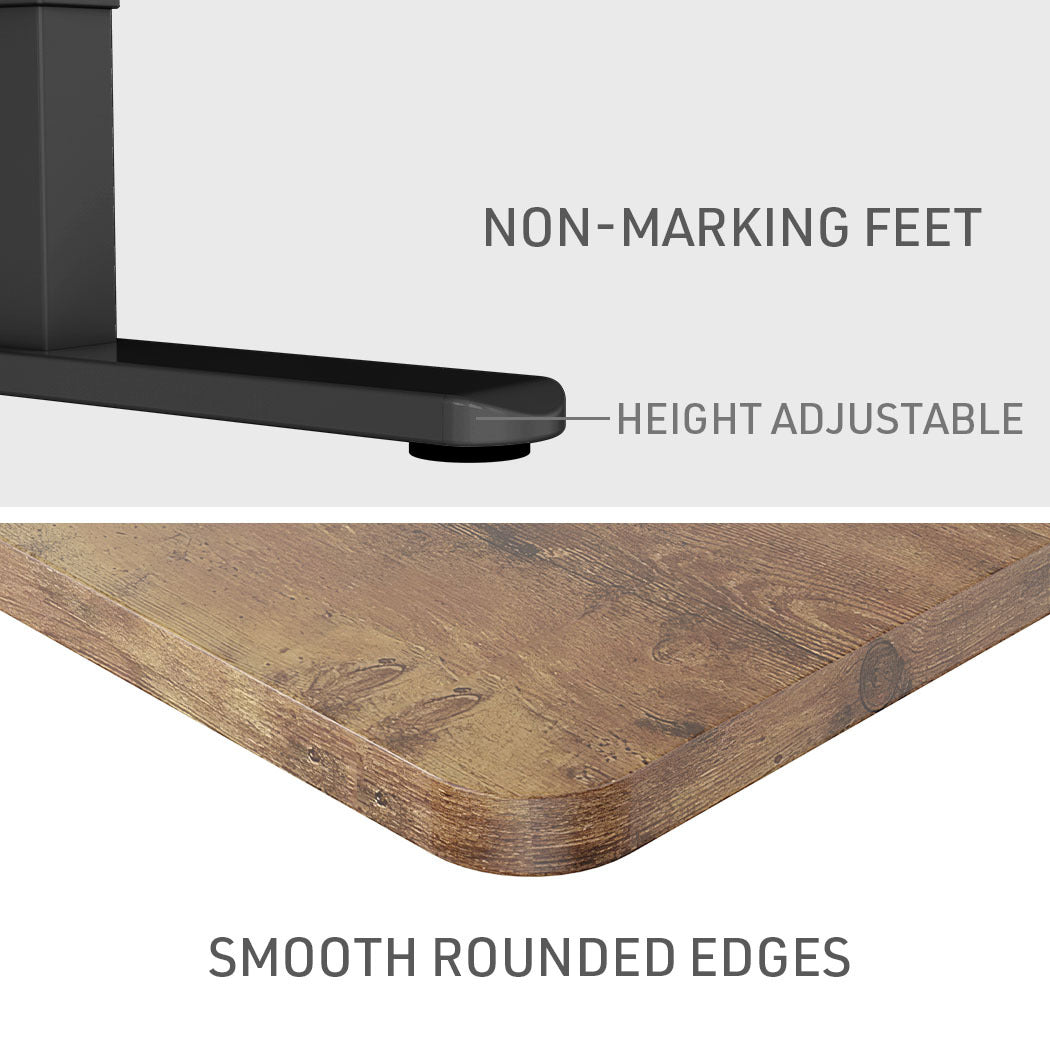 Fortia Sit To Stand Up Standing Desk, 120x60cm, 72-118cm Electric Height Adjustable, 70kg Rated, Walnut Style/Black Frame - Cosy Abode