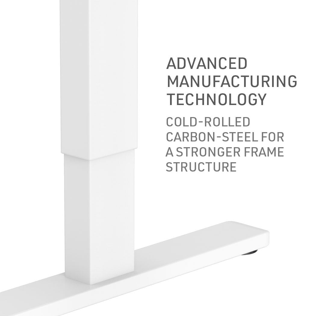 Fortia Sit To Stand Up Standing Desk, 120x60cm, 72-118cm Electric Height Adjustable, 70kg Rated, White/White Frame - Cosy Abode