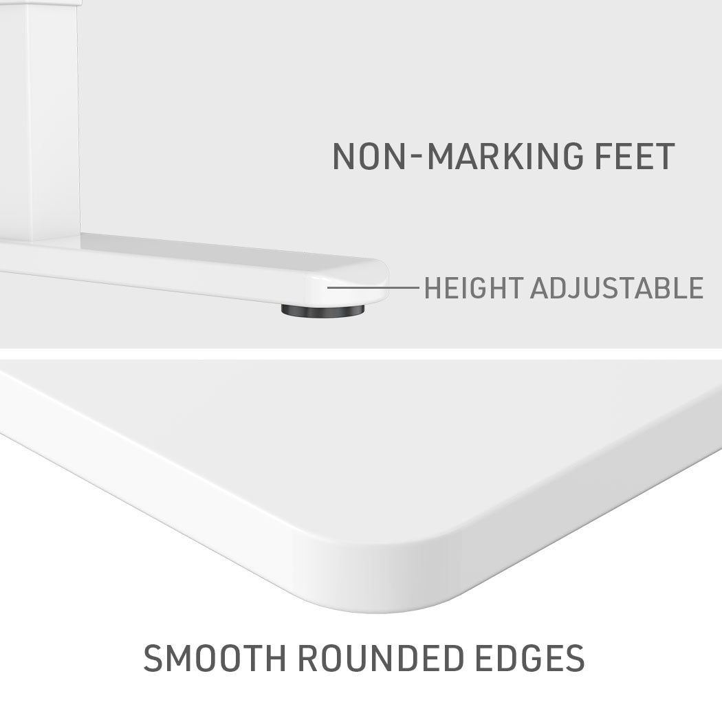 Fortia Sit To Stand Up Standing Desk, 120x60cm, 72-118cm Electric Height Adjustable, 70kg Rated, White/White Frame - Cosy Abode