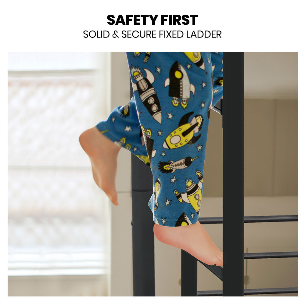 Kingston Slumber 2in1 King Single Metal Bunk Bed Frame, with Modular Design, Dark Matte Grey - Cosy Abode