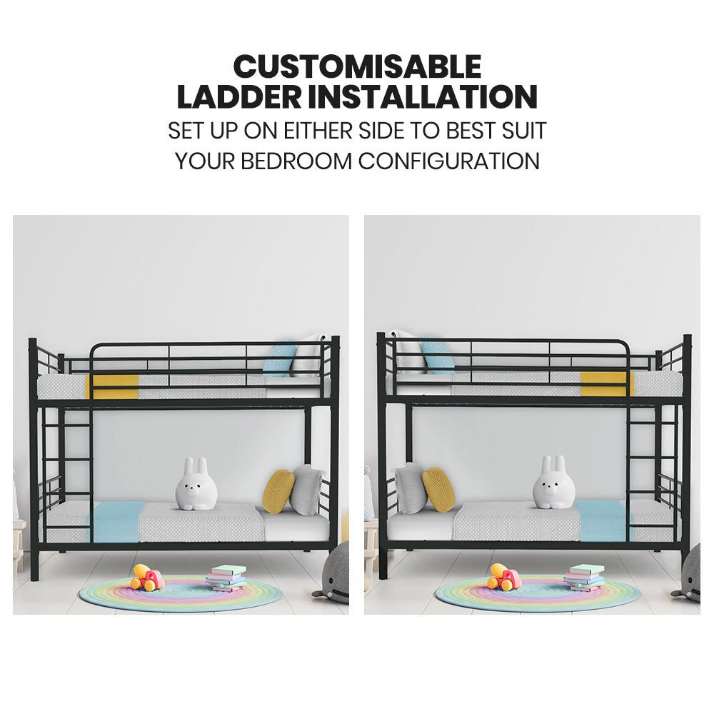 Kingston Slumber 2in1 King Single Metal Bunk Bed Frame, with Modular Design, Dark Matte Grey - Cosy Abode