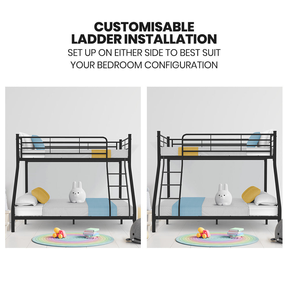 Kingston Slumber Metal Single over Double Bunk Bed Frame - Dark Matte Grey - Cosy Abode