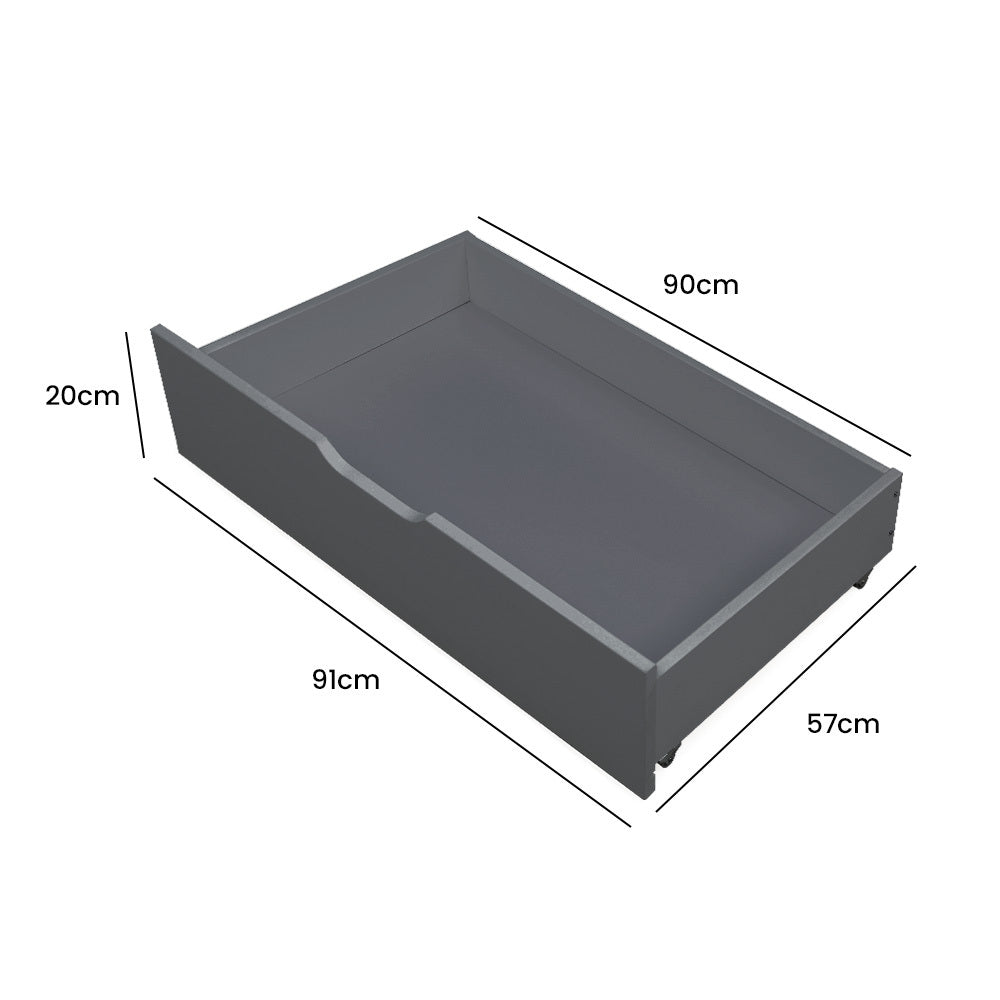 KINGSTON SLUMBER Trundle Under Bed Storage Drawers, 2 Pieces, Grey - Cosy Abode