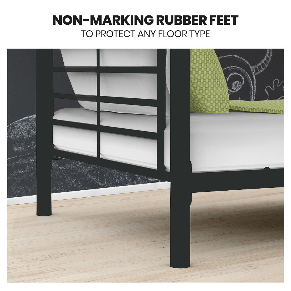 Kingston Slumber 2in1 Single Metal Bunk Bed Frame- Dark Matte Grey - Cosy Abode