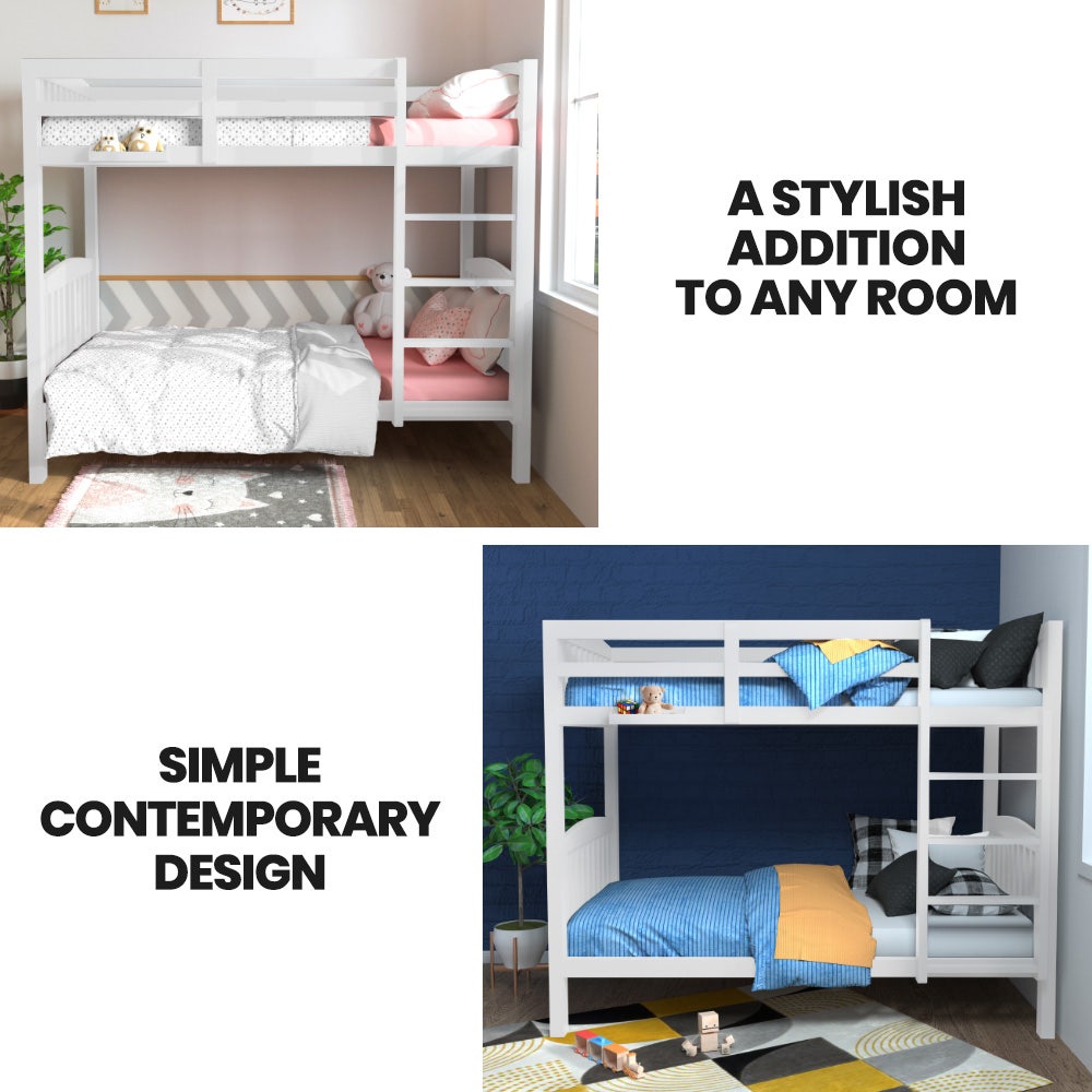 Kingston Slumber Kids Convertible Bed - From Bunk Bed to 2 Single Beds - White - Cosy Abode
