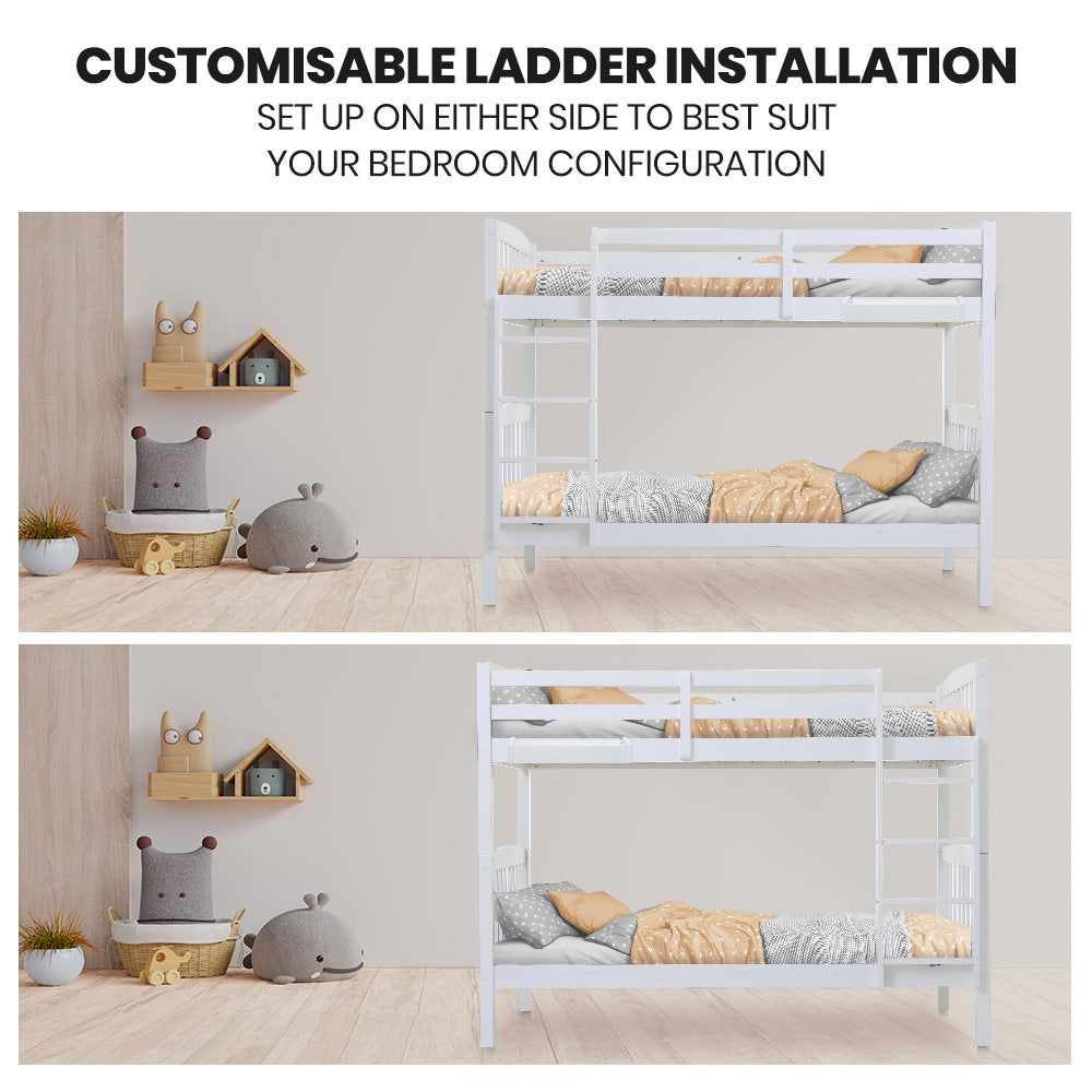 Kingston Slumber Kids Convertible Bed - From Bunk Bed to 2 Single Beds - White - Cosy Abode