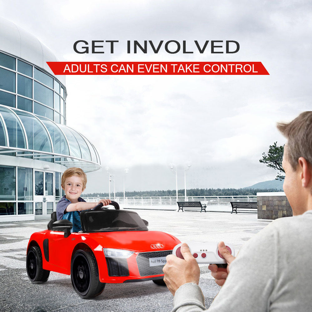 Rovo Kids Kids Ride-On Car Licensed AUDI R8 SPYDER Battery Electric Toy Remote 12V Red - Cosy Abode