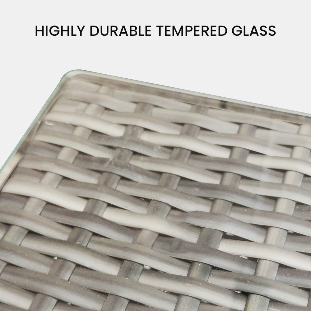 LONDON RATTAN 5 Piece 4 Seater Outdoor Modular Lounge Setting with Coffee Table - Grey - Cosy Abode