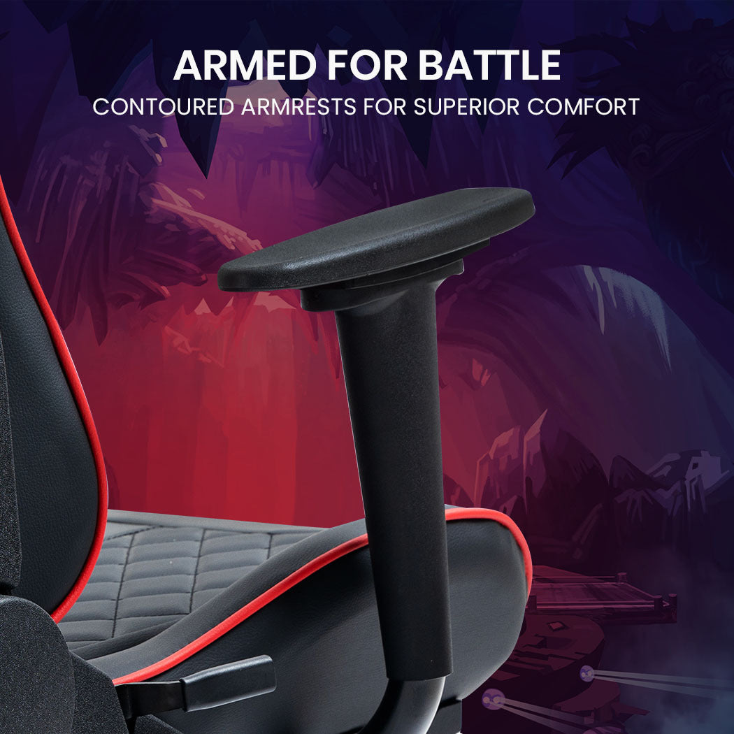 OVERDRIVE Apex Series Reclining Gaming Ergonomic Office Chair with Footrest, Black and Red - Cosy Abode