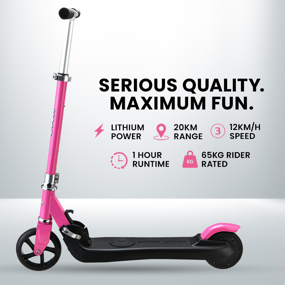 ROVO KIDS Electric Scooter Lithium Ride-On Foldable E-Scooter 125W Rechargeable, Pink - Cosy Abode