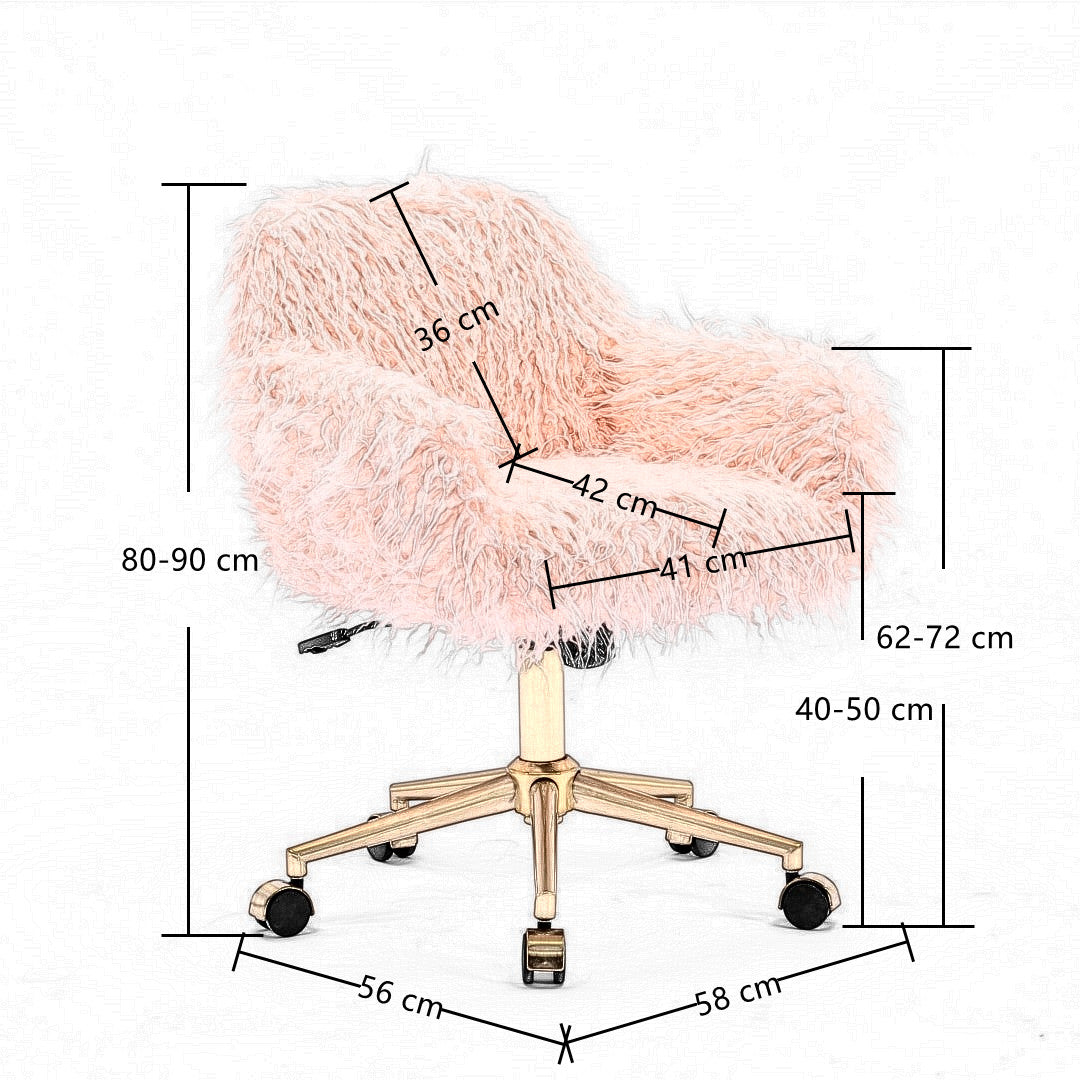 Fluffy Office Chair Faux Fur Modern Swivel Desk Chair for Women And Girls-Pink - Cosy Abode