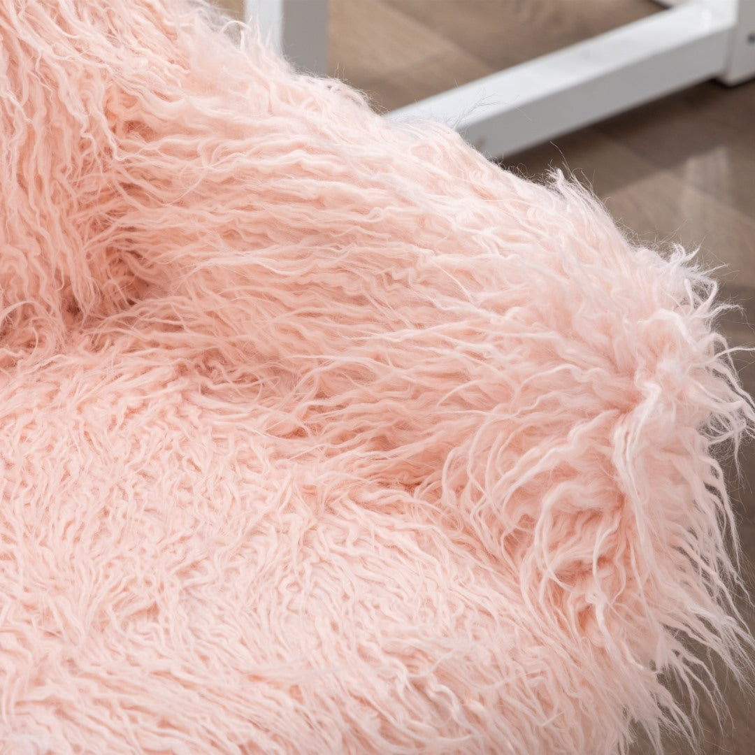 Fluffy Office Chair Faux Fur Modern Swivel Desk Chair for Women And Girls-Pink - Cosy Abode