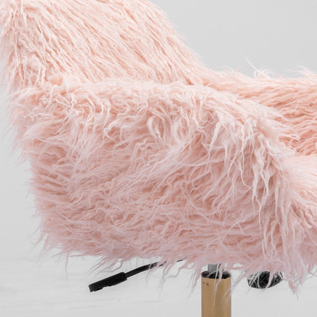 Fluffy Office Chair Faux Fur Modern Swivel Desk Chair for Women And Girls-Pink - Cosy Abode