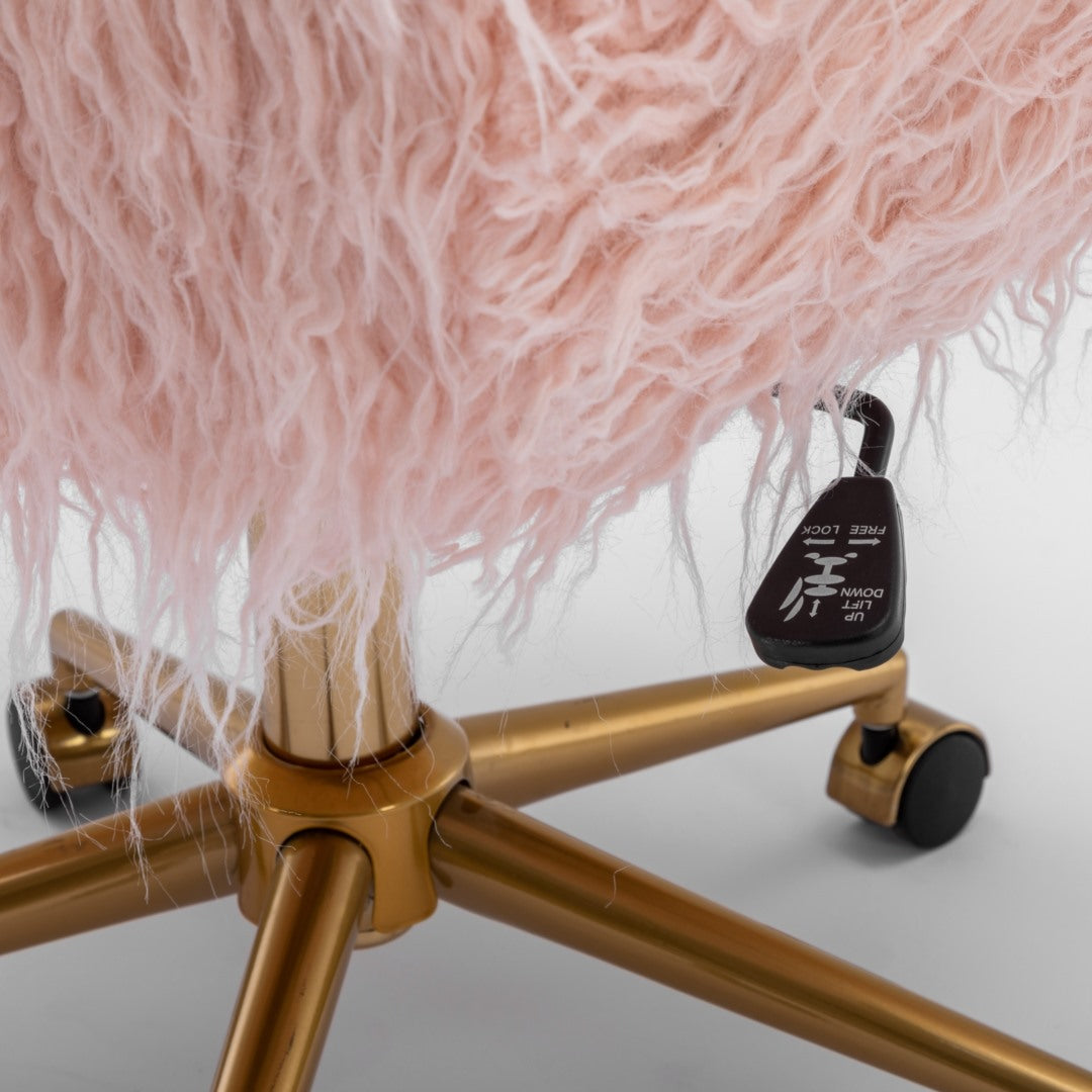 Fluffy Office Chair Faux Fur Modern Swivel Desk Chair for Women And Girls-Pink - Cosy Abode