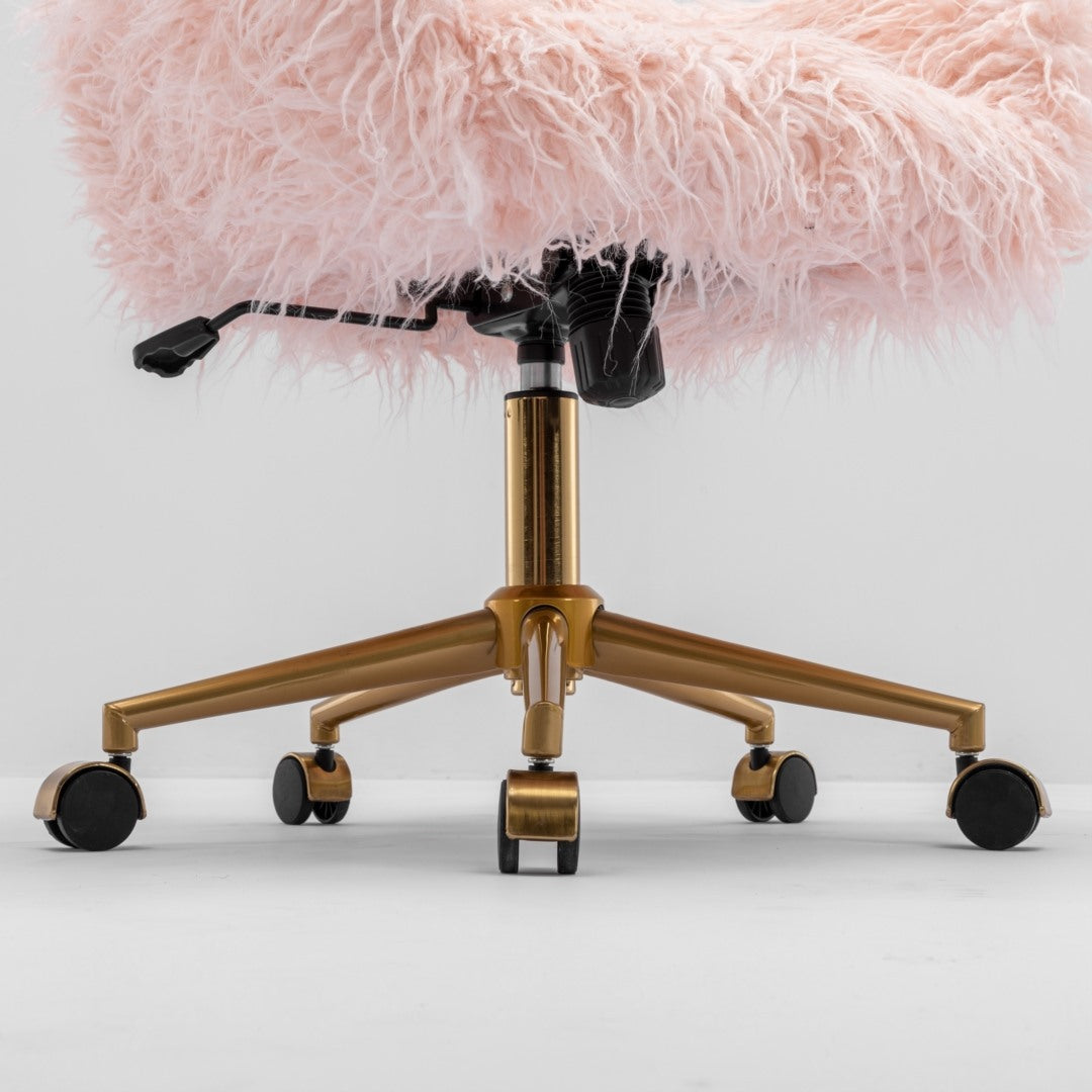 Fluffy Office Chair Faux Fur Modern Swivel Desk Chair for Women And Girls-Pink - Cosy Abode