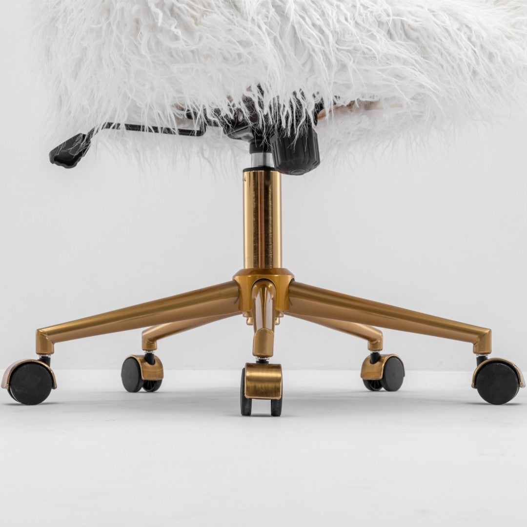 Fluffy Office Chair Faux Fur Modern Swivel Desk Chair for Women And Girls-White - Cosy Abode