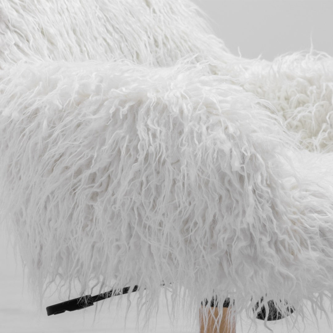 Fluffy Office Chair Faux Fur Modern Swivel Desk Chair for Women And Girls-White - Cosy Abode