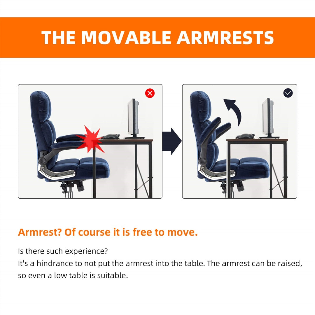 Velvet Home Ergonomic Swivel Adjustable Tilt Angle and Flip-up Arms Office Chair - Cosy Abode