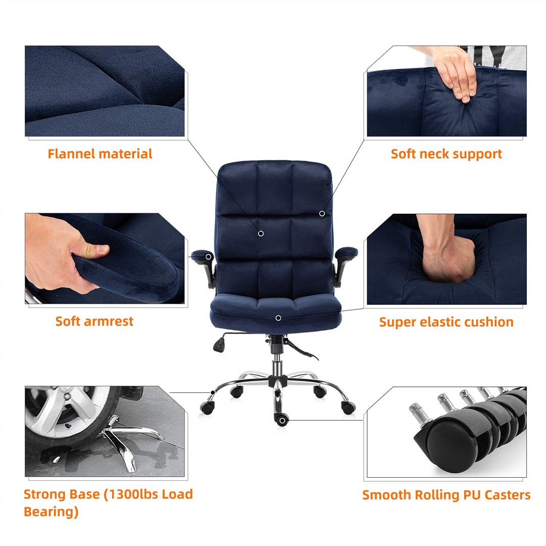 Velvet Home Ergonomic Swivel Adjustable Tilt Angle and Flip-up Arms Office Chair - Cosy Abode