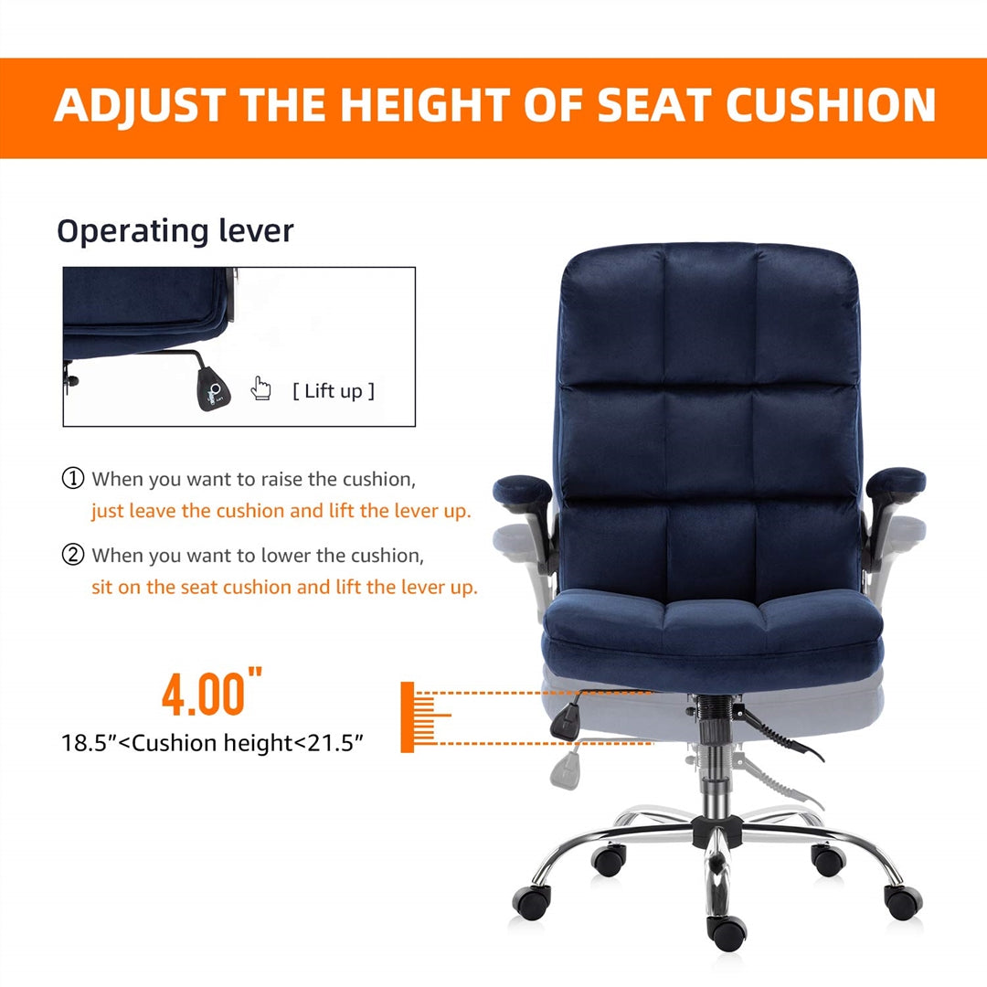 Velvet Home Ergonomic Swivel Adjustable Tilt Angle and Flip-up Arms Office Chair - Cosy Abode