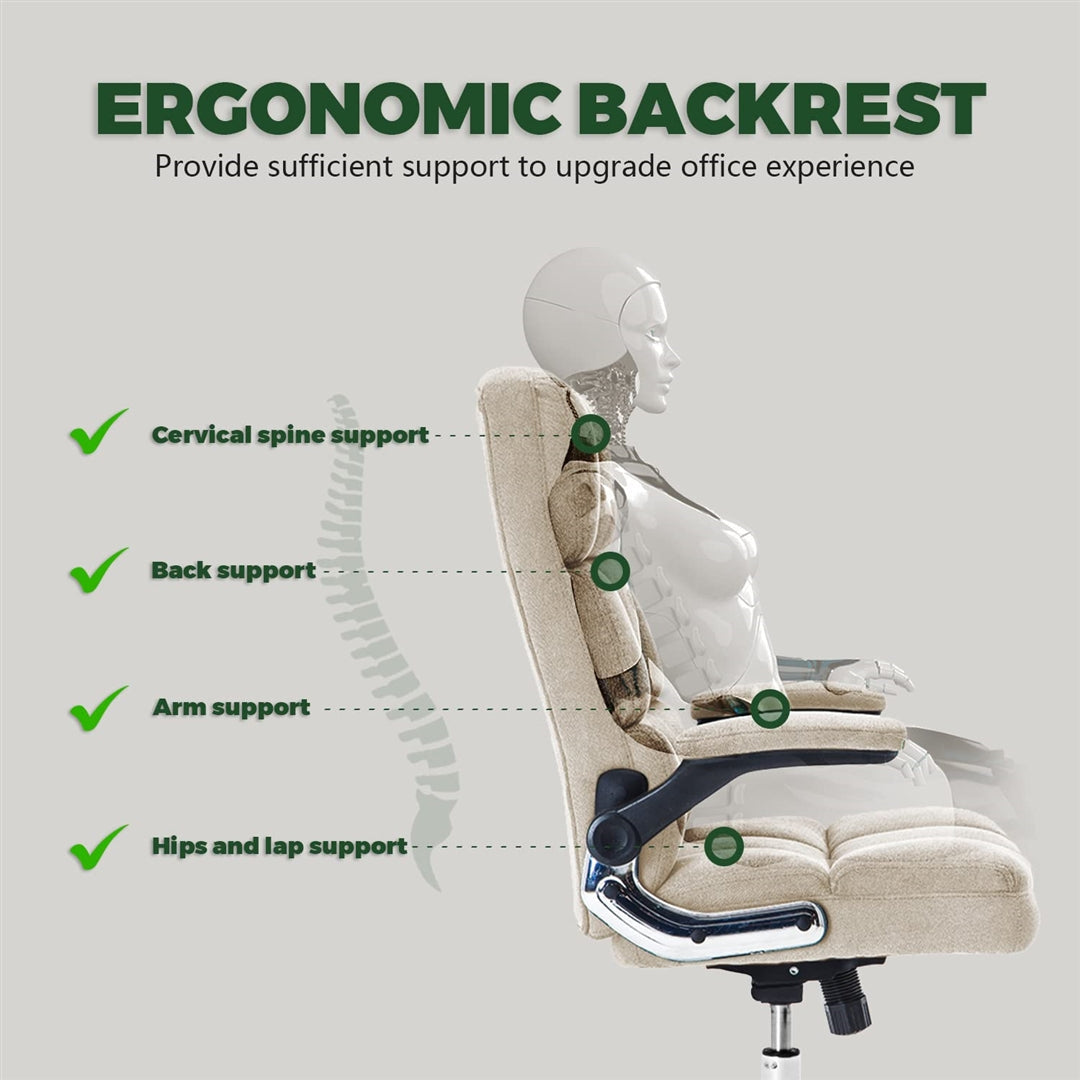 Soft Velvet Home Ergonomic Swivel Adjustable Tilt Angle and Flip-up Arms Office Chair - Cosy Abode