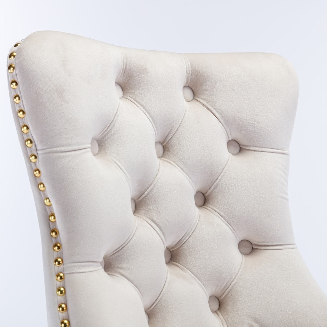 Velvet Home Office Chair- Beige - Cosy Abode