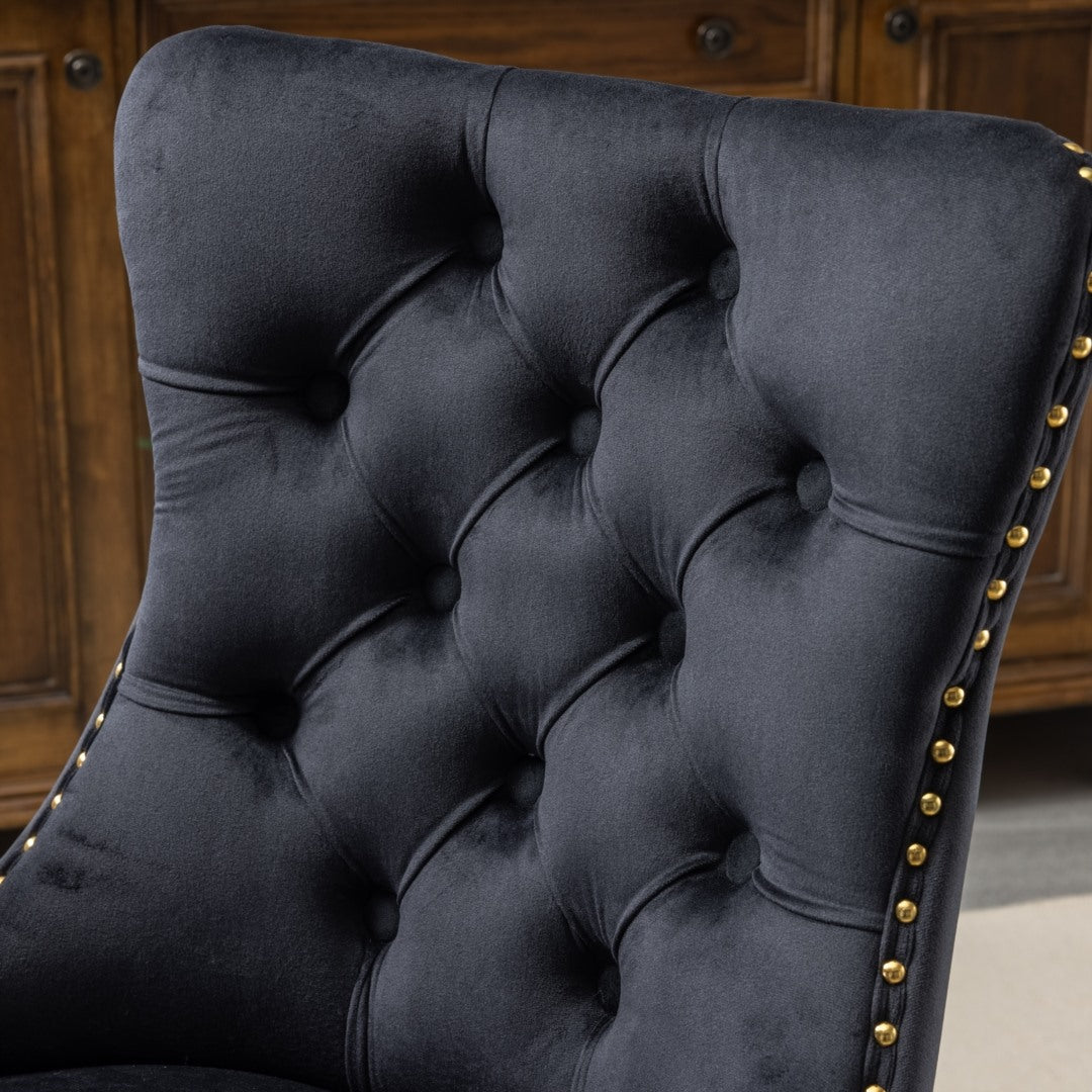 Velvet Home Office Chair- Black - Cosy Abode
