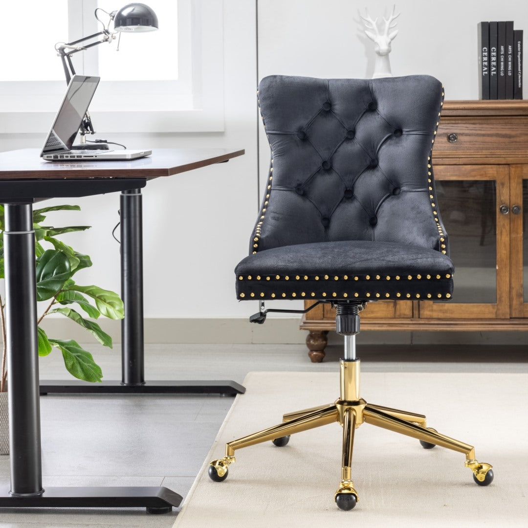 Velvet Home Office Chair- Black - Cosy Abode