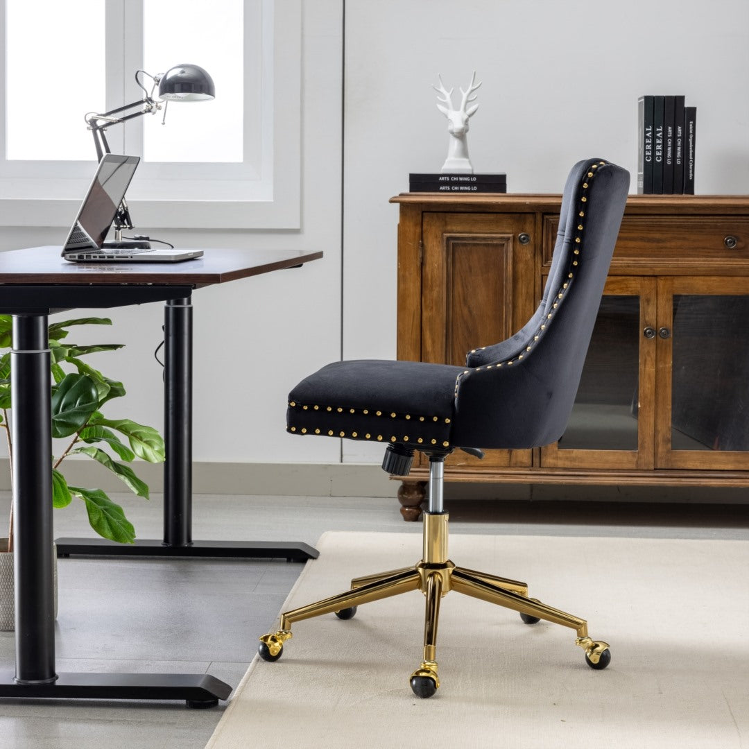 Velvet Home Office Chair- Black - Cosy Abode
