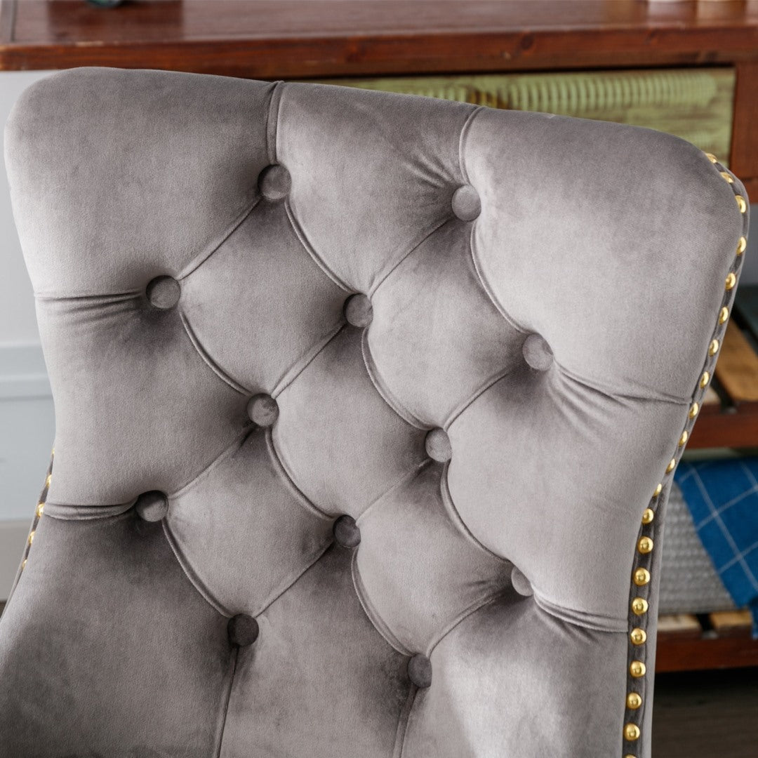 Velvet Home Office Chair- Grey - Cosy Abode