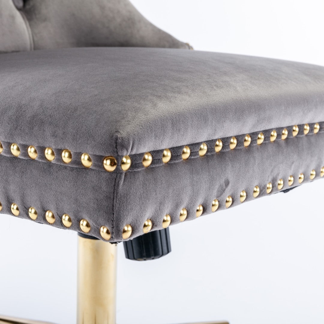 Velvet Home Office Chair- Grey - Cosy Abode