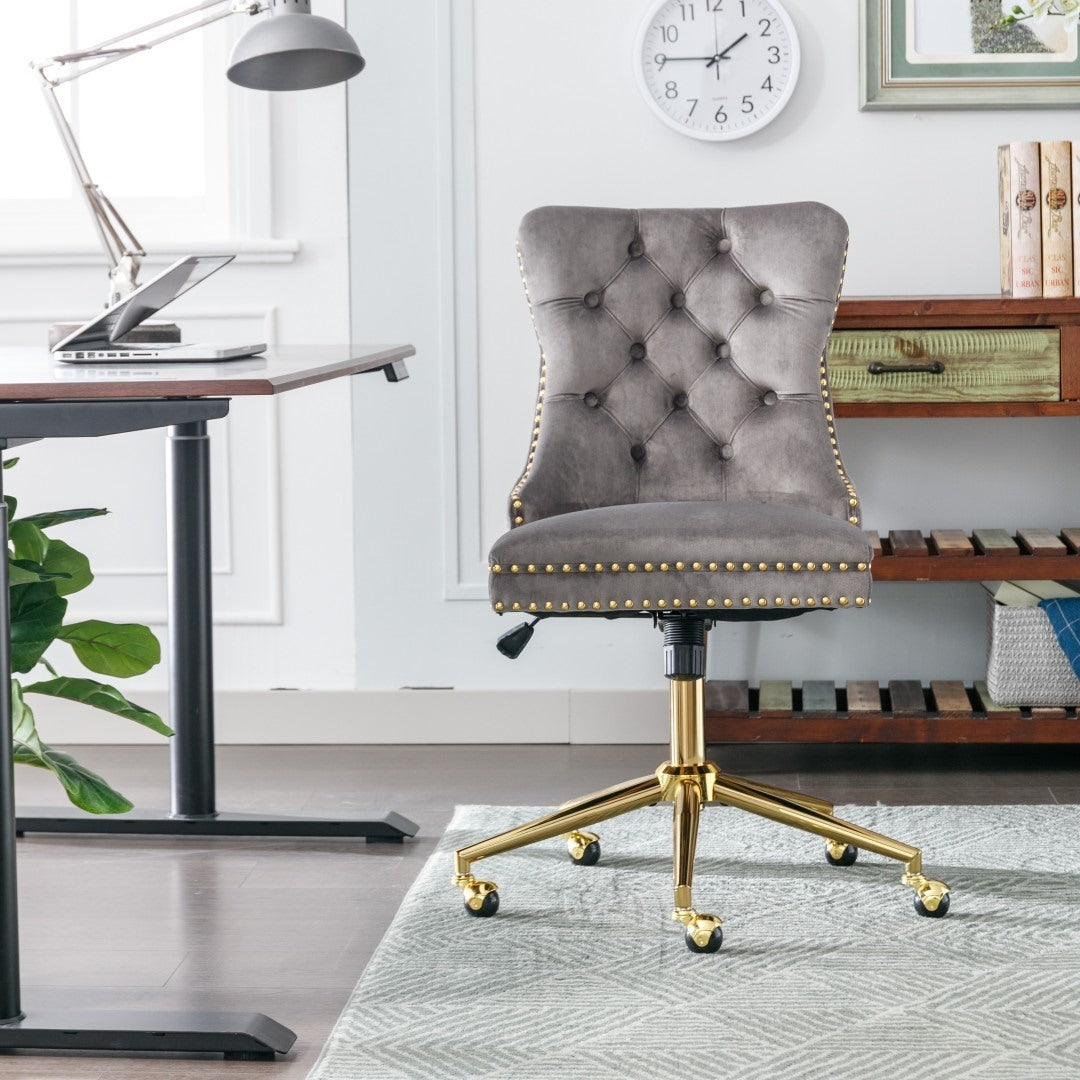 Velvet Home Office Chair- Grey - Cosy Abode