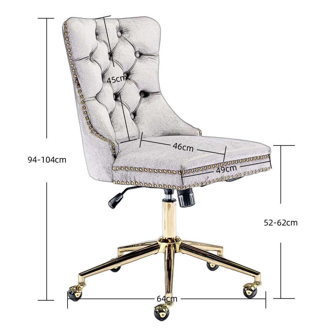 Velvet Home Office Chair- Grey - Cosy Abode